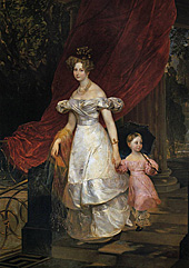 К.П. Брюллов (1799-1852 гг.). Портрет великой княгини Елены Павловны с дочерью Марией. 1830 г.