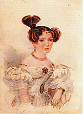 А.П. Брюллов (1799‑1877 гг.). Портрет молодой женщины в белом платье.
