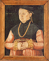 Монограммист H.W. Художник Нюрнберга XVI в. Портрет неизвестной женщины. 1534 г. Собрание университета Уппсалы (Швеция)