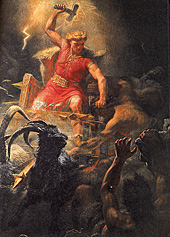 М. Э. Винге. Битва Тора с гигантами. 1866-72 гг. Холст, масло. 487 х 336 см.