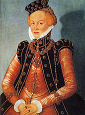 Лукас Кранах Младший (1515-1586). Портрет Маркграфини Элизабет фон Ансбах. Около 1579 г. Собрание Старой пинакотеки, Мюнхен