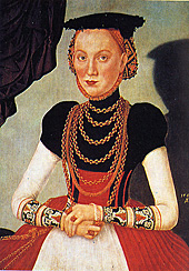 Лукас Кранах Младший (1515-1586). Женский портрет. 1564 г. Собрание музея истории искусств, Вена