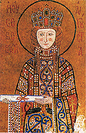 Императрица Ирина. Фрагмент мозаики. XII в. Храм св. Софии в Константинополе.