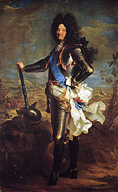 Г. Риго (1659—1743 гг.). Портрет Людовика XIV в доспехах. 1701 г. Собрание музея Прадо, Мадрид